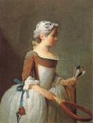 Jean Baptiste Simeon Chardin girl with shuttlecock Sweden oil painting artist